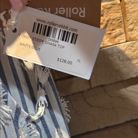 Roller Rabbit Daisy Stripe Dhara Top NWT Sz XL - Picture 4 of 5